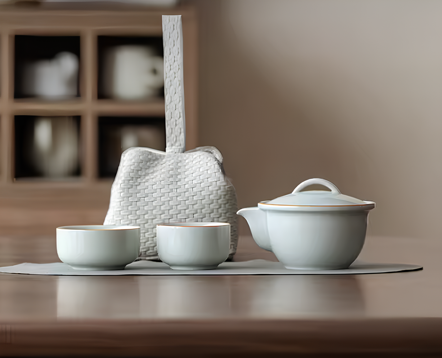 Podróżny zestaw kung-fu z malowaną ceramiką