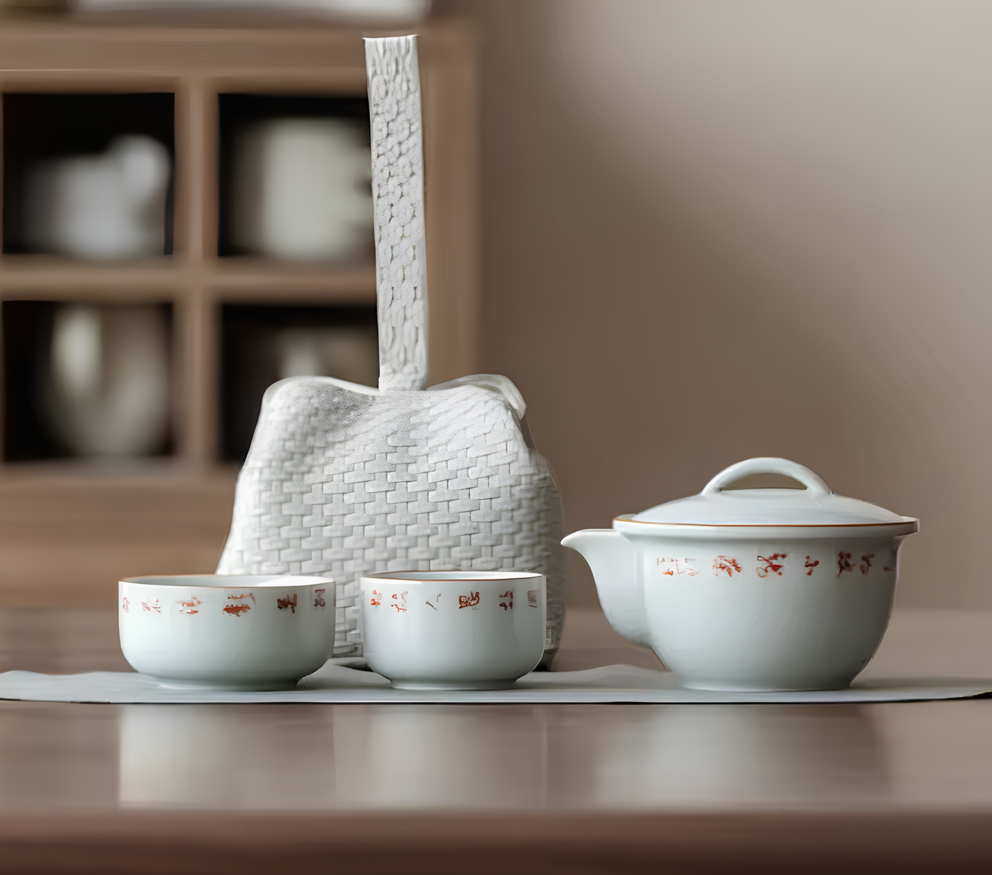 Podróżny zestaw kung-fu z malowaną ceramiką