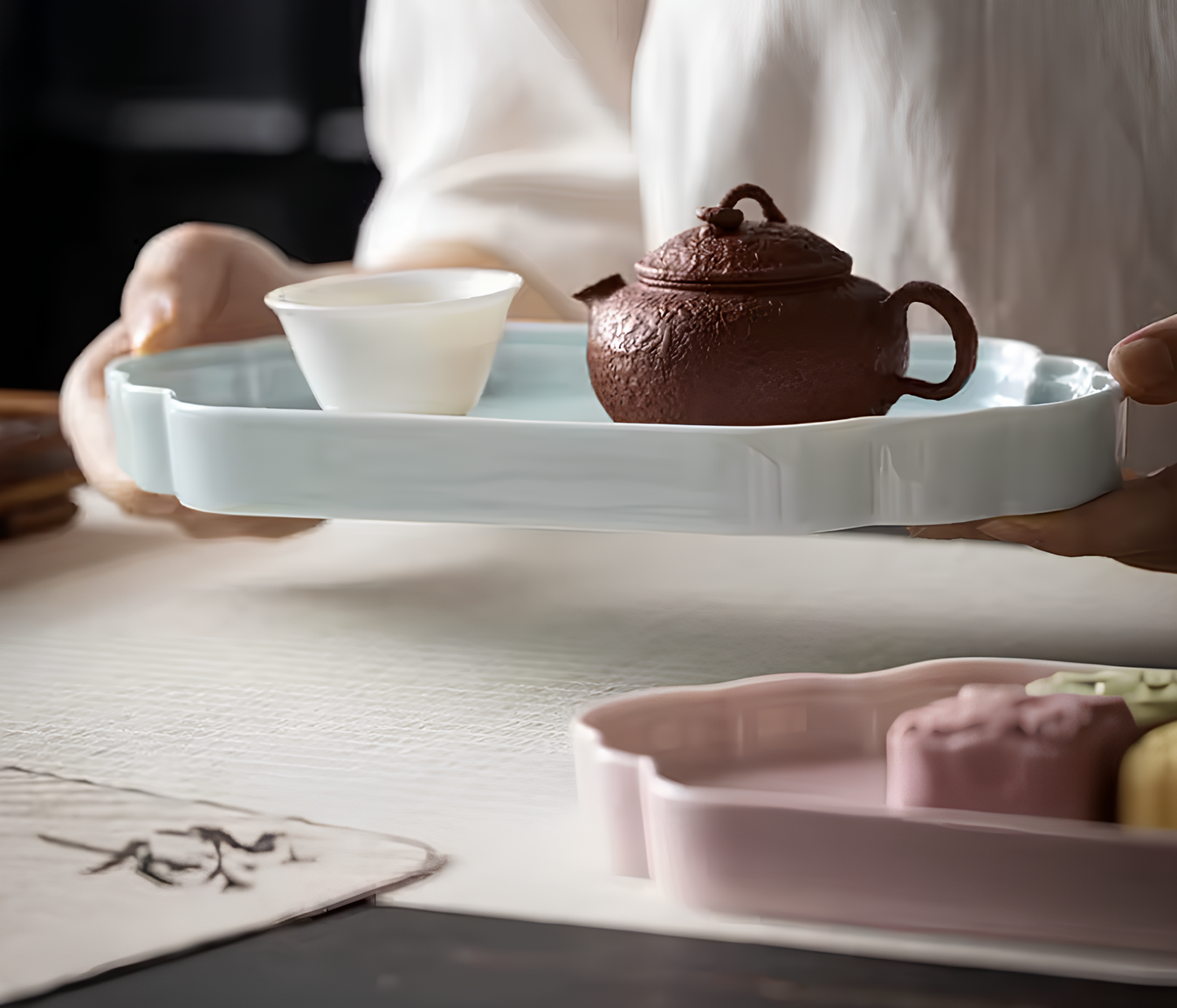 Ceramiczny podstawek retro w stylu chińskim